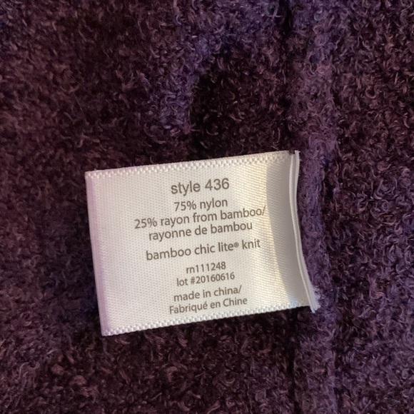 Barefoot Dreams Bamboo Chic Lite Purple Open Front Cardigan XXS/XS - Picture 4 of 5